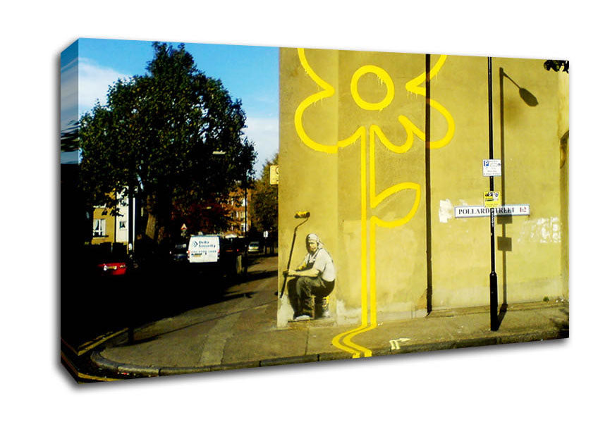 Picture of Yellow Flower Lines Wide Canvas Wall Art