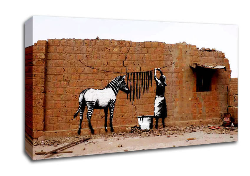 Picture of Zebra Stripes Washing Wide Canvas Wall Art