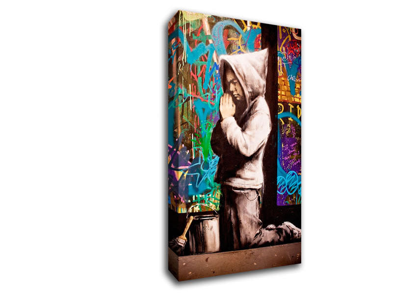 Picture of Graffiti Pray Wide Canvas Wall Art