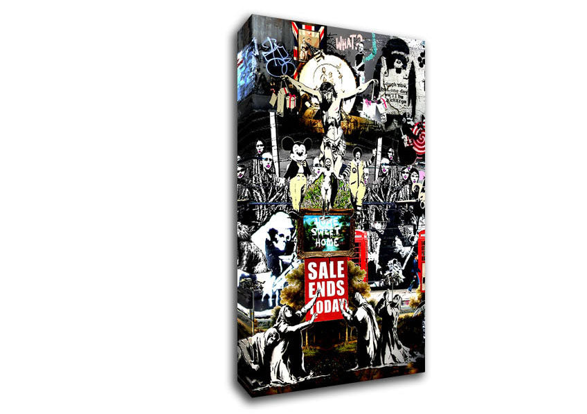 Picture of Banksy Collage 3 Wide Canvas Wall Art