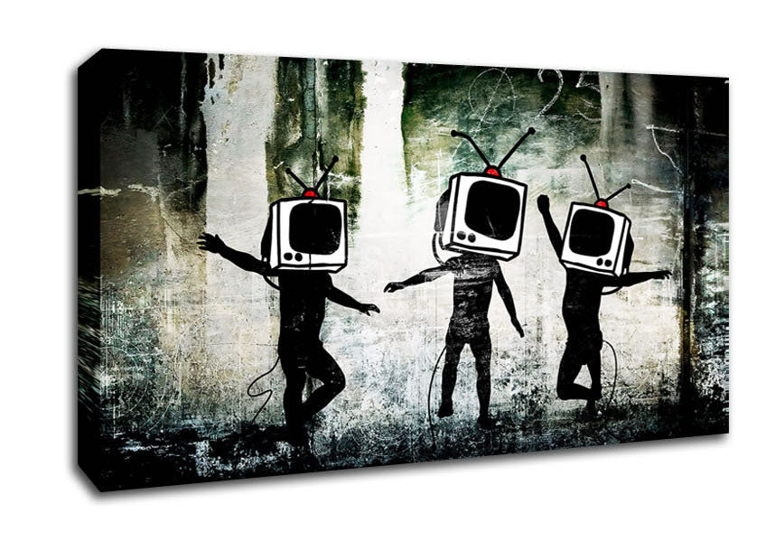 Picture of Banksy Tv Kids Wide Canvas Wall Art