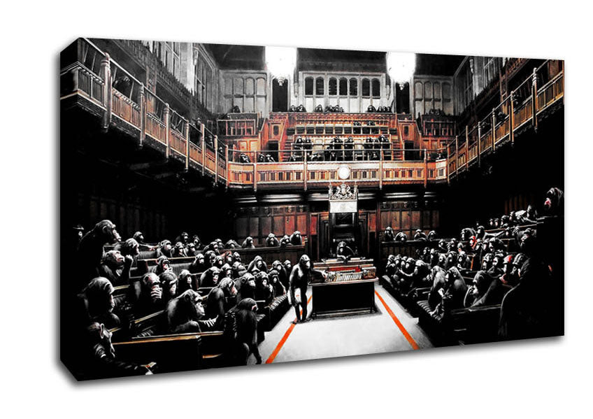 Picture of Chimps Houses Of Parliament Wide Canvas Wall Art