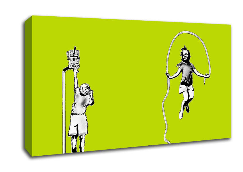 Picture of Electric Skipping Rope Lime Green Wide Canvas Wall Art
