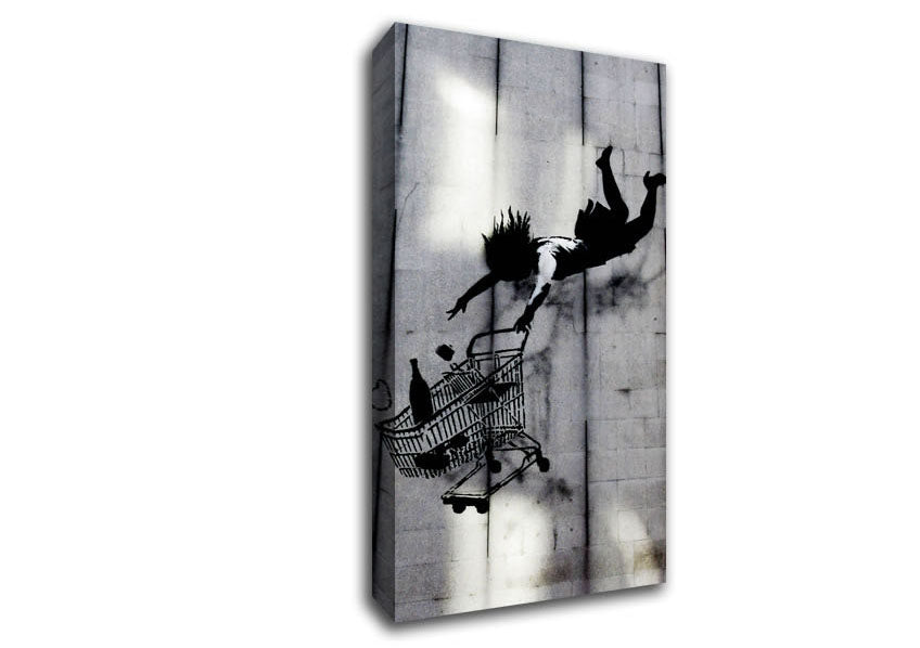 Picture of Flying Shopping Trolley Wide Canvas Wall Art