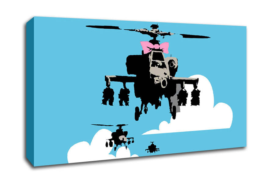 Picture of Hellicopter Bow Blue Wide Canvas Wall Art