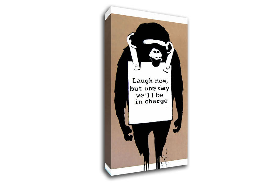 Picture of Laugh Now Monkey Beige Wide Canvas Wall Art