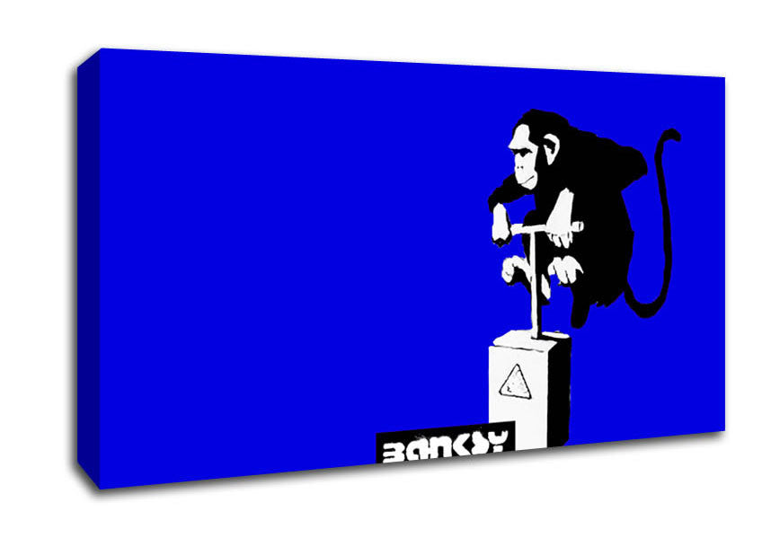 Picture of Monkey Detonator Blue Wide Canvas Wall Art