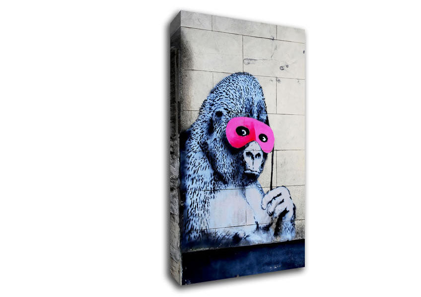 Picture of Pink Gorilla Mask Wide Canvas Wall Art