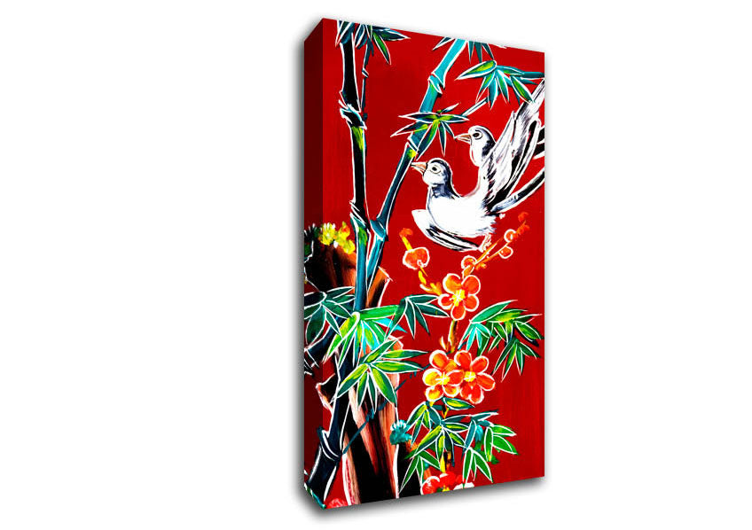 Picture of Red Garden Of Doves Wide Canvas Wall Art