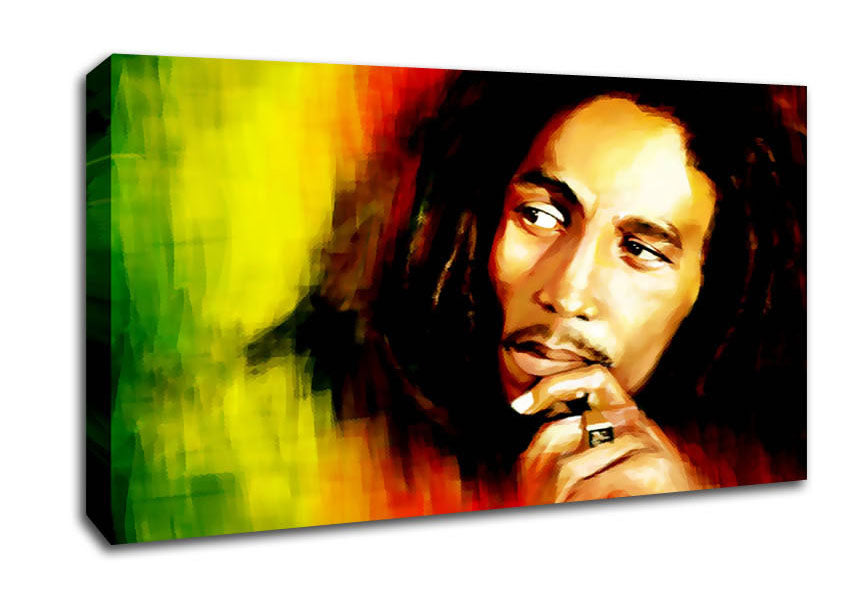 Picture of Bob Marley Red Yellow Green Wide Canvas Wall Art