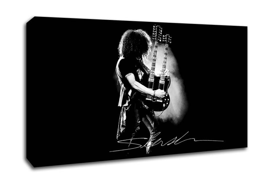 Picture of Slash Double Guitar B~w Wide Canvas Wall Art