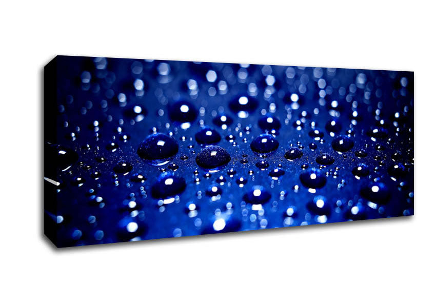 Picture of Drops On Blue Panoramic Canvas Wall Art