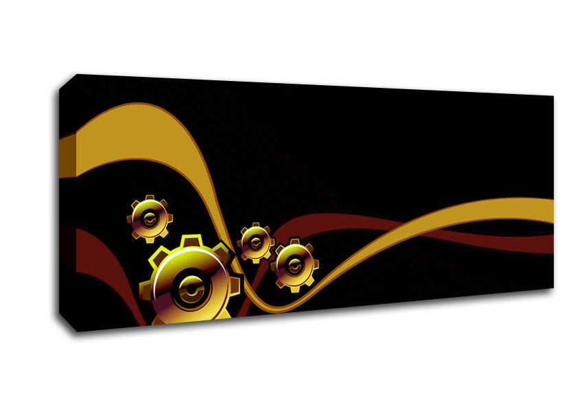 Picture of Gold Cogs Of Time Panoramic Canvas Wall Art