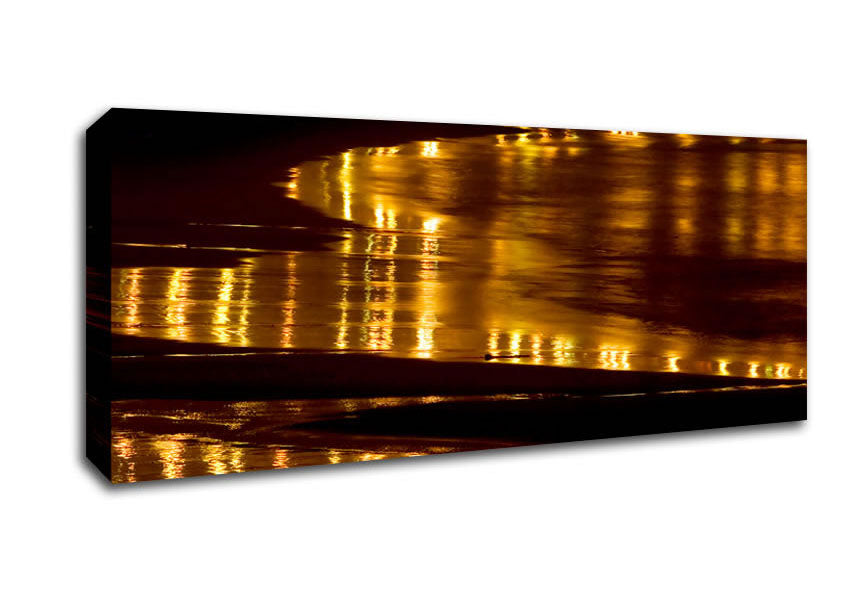 Picture of Golden Ocean Night Panoramic Canvas Wall Art