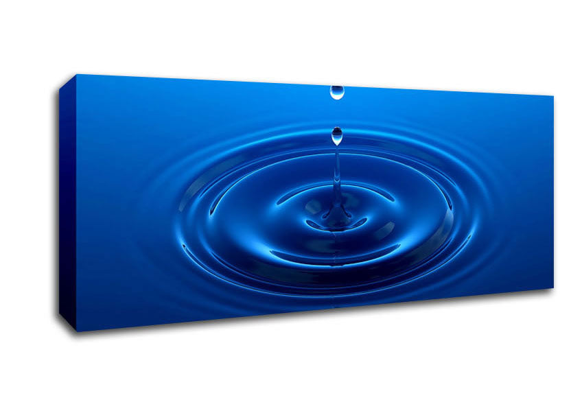 Picture of Water Drop Perfect Blue Panoramic Canvas Wall Art