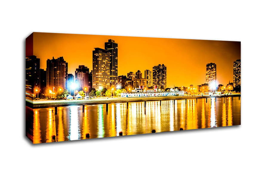 Picture of Golden City Waters Panoramic Canvas Wall Art