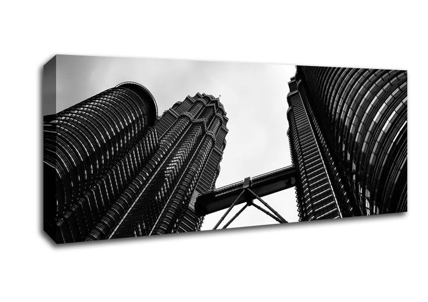 Picture of Petronas Towers Kuala Lumpur B n W Panoramic Canvas Wall Art