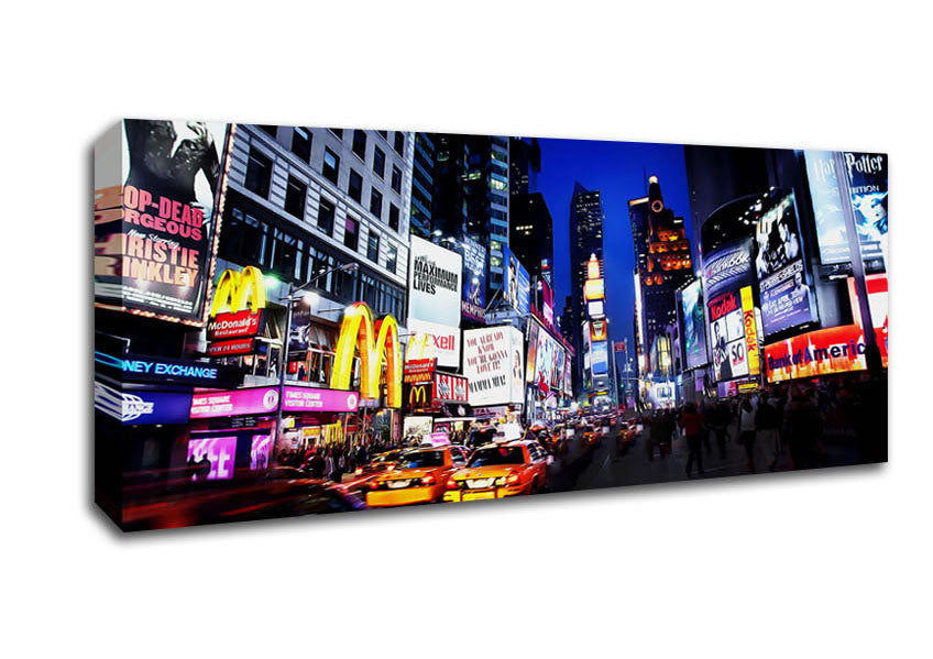 Picture of New York Night At The Theatre Panoramic Canvas Wall Art