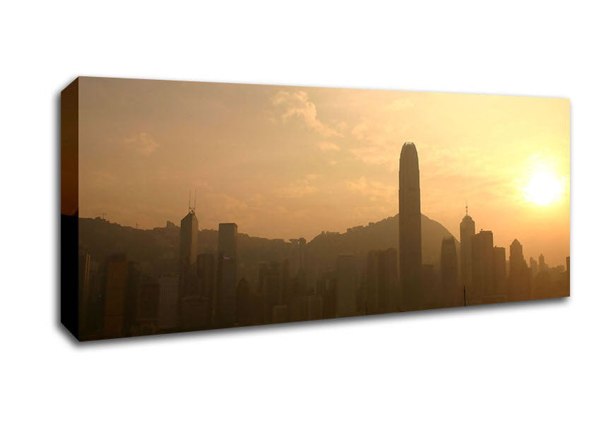 Picture of Hong Kong Misty Morning Sunrise Panoramic Canvas Wall Art