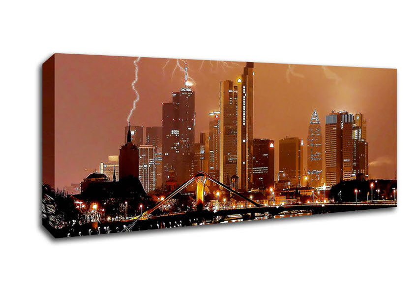 Picture of City Lightning Bolts Panoramic Canvas Wall Art