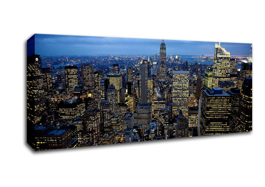 Picture of City Night Lights Panoramic Canvas Wall Art