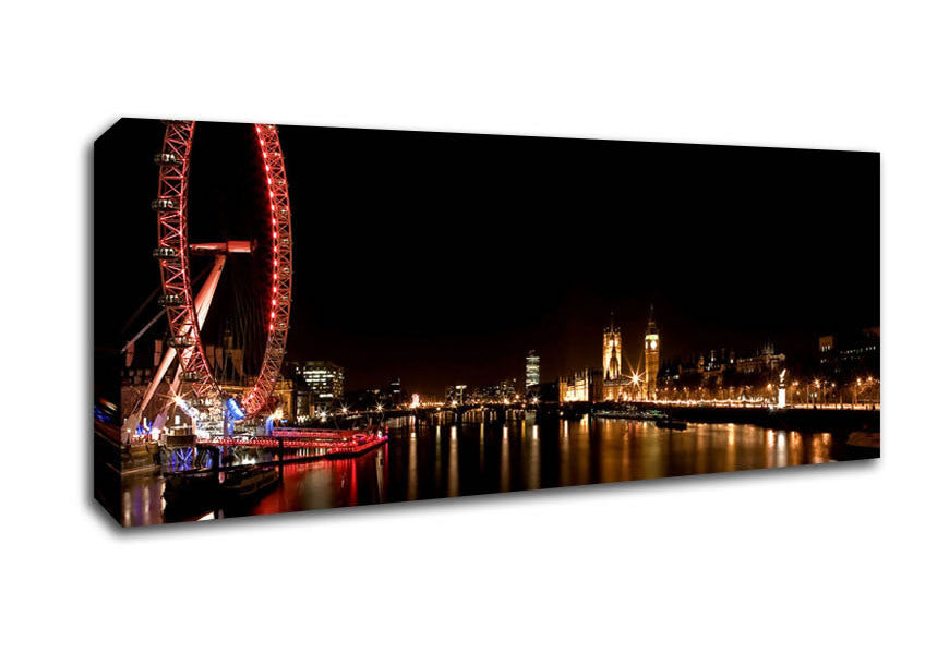 Picture of London Eye Night England Panoramic Canvas Wall Art