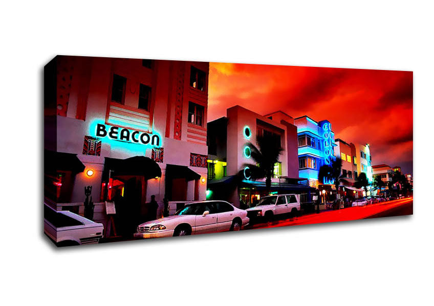 Picture of Downtown Bar Panoramic Canvas Wall Art