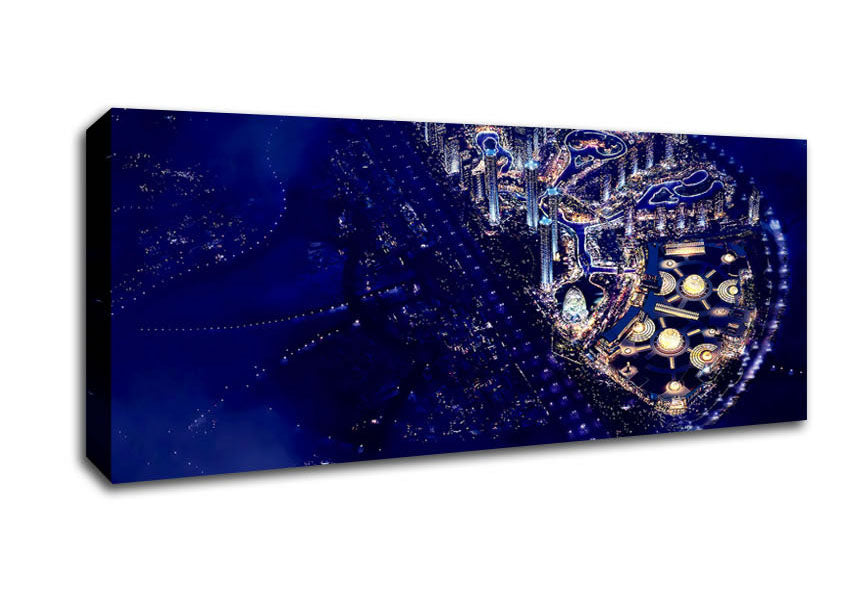 Picture of Dubai Blue Nights Panoramic Canvas Wall Art
