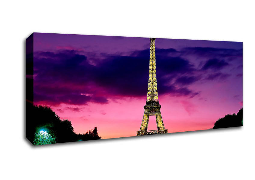 Picture of Eiffel Tower At Night Paris France Panoramic Canvas Wall Art