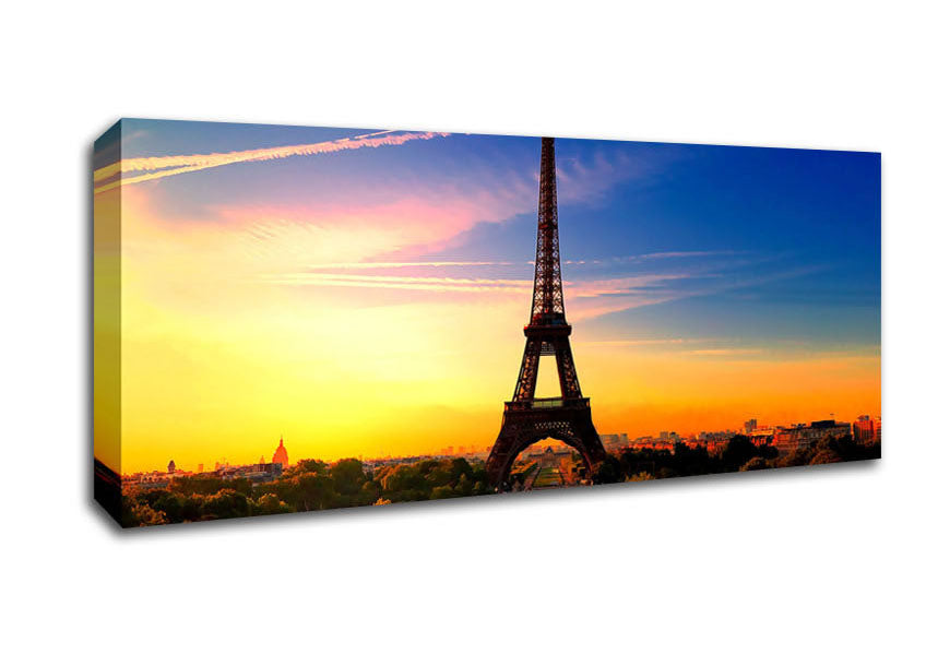 Picture of Eiffel Tower At Sunrise Panoramic Canvas Wall Art