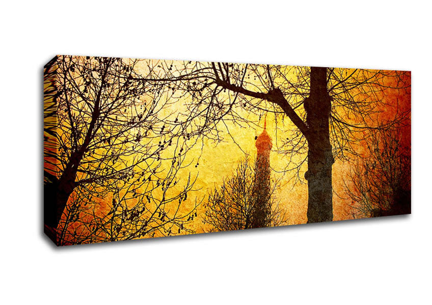 Picture of Eiffel Tower Through The Golden Trees Panoramic Canvas Wall Art