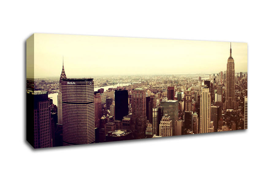 Picture of Empire State Building Retro Panoramic Canvas Wall Art