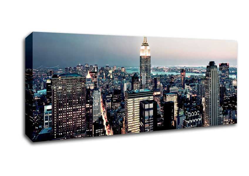 Picture of Empire State Building At Dusk Panoramic Canvas Wall Art