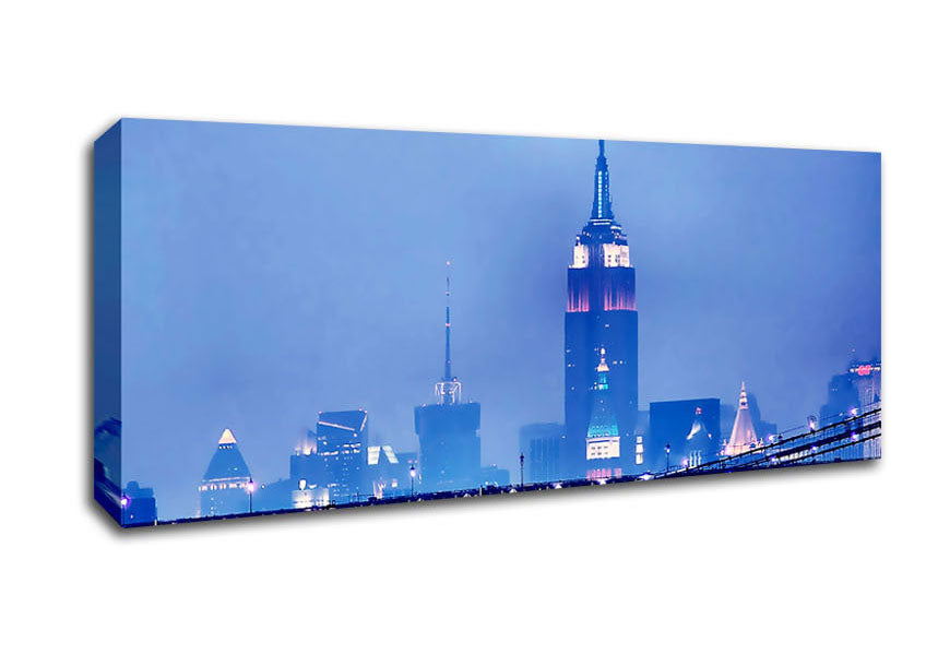 Picture of Empire State Building Blue Night Panoramic Canvas Wall Art