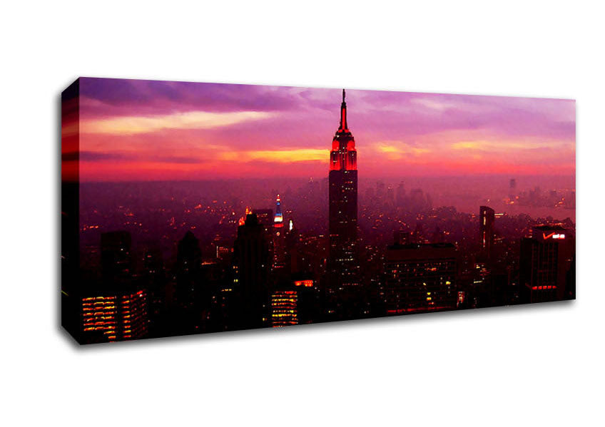Picture of Empire State Building Evening Glow Panoramic Canvas Wall Art