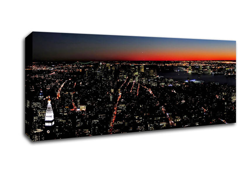 Picture of Empire State Building Glow Panoramic Canvas Wall Art