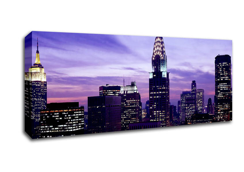Picture of Empire State Building Purple Skys Panoramic Canvas Wall Art