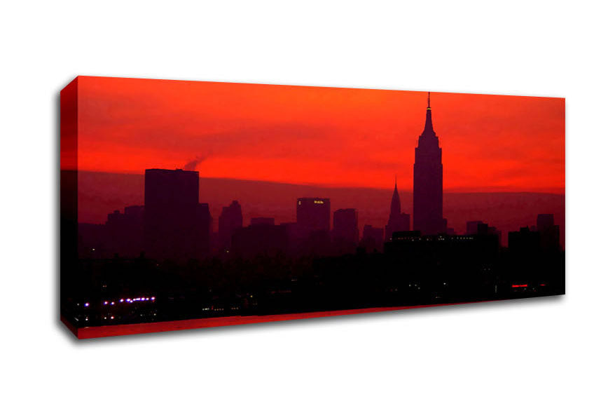 Picture of Empire State Red City Panoramic Canvas Wall Art