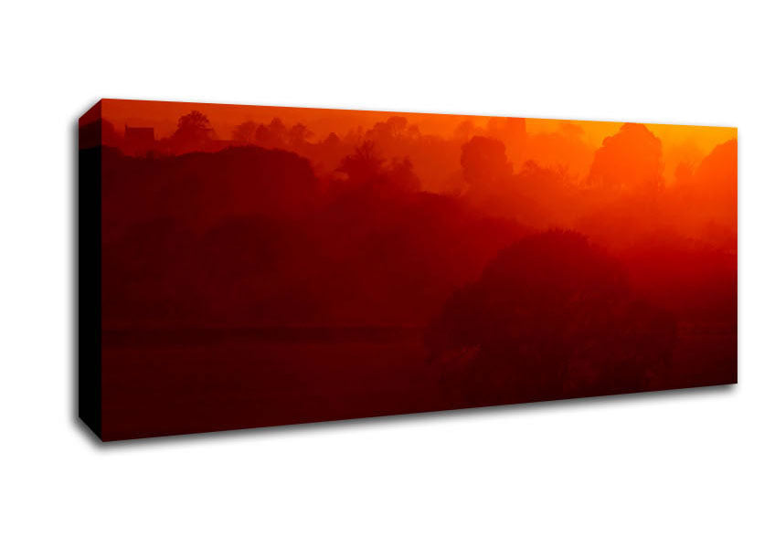 Picture of English Countryside At Dawn Panoramic Canvas Wall Art