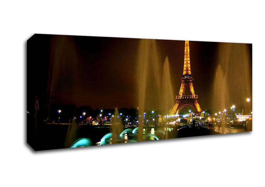 Picture of Fountains And Eiffel Tower Panoramic Canvas Wall Art