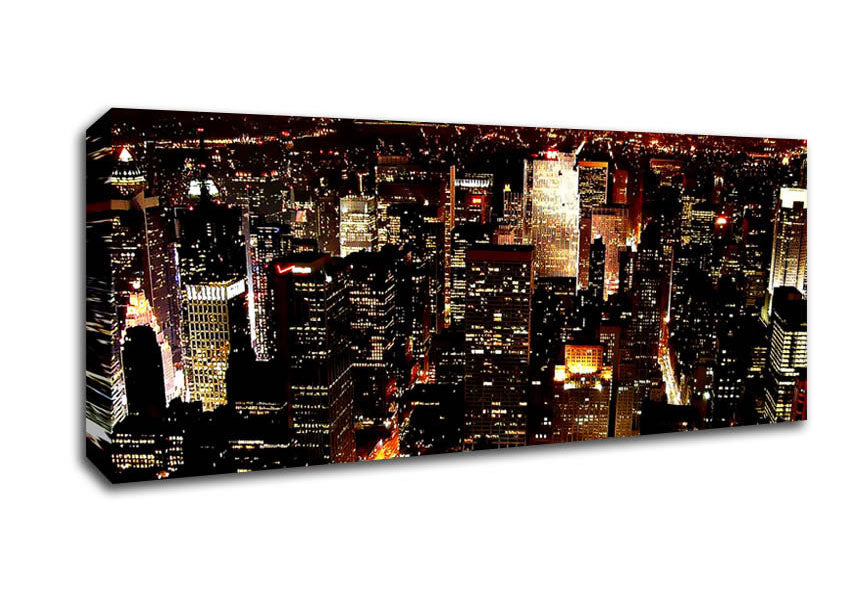 Picture of Golden City Nights Panoramic Canvas Wall Art