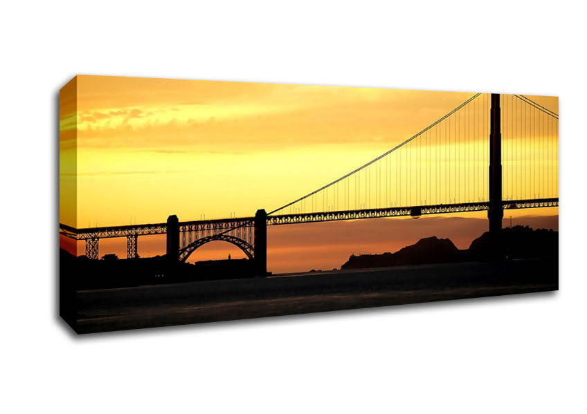 Picture of Golden Gate Bridge Sunset Panoramic Canvas Wall Art