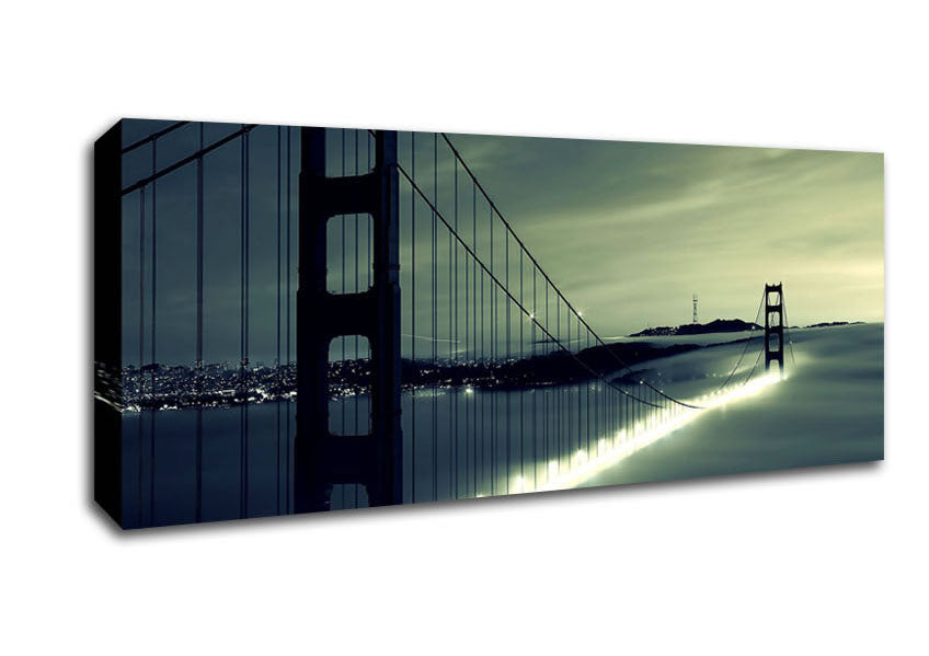 Picture of Golden Gate Bridge Light In The Fog Panoramic Canvas Wall Art