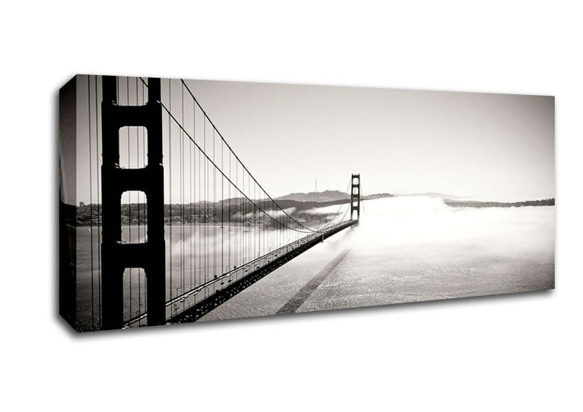 Picture of Golden Gate Bridge Black And White Panoramic Canvas Wall Art