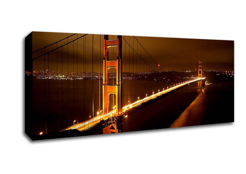 Picture of Golden Gate Bridge Nights Panoramic Canvas Wall Art