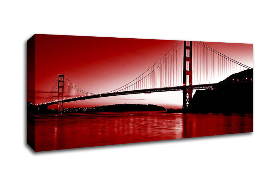 Picture of Golden Gate Bridge Red Panoramic Canvas Wall Art
