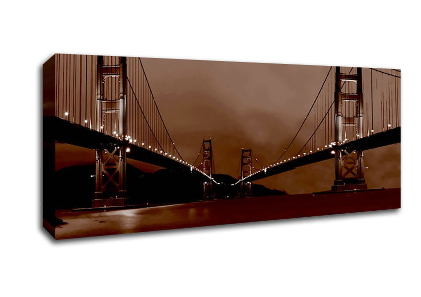 Picture of Golden Gate Bridge Twins Brown Panoramic Canvas Wall Art