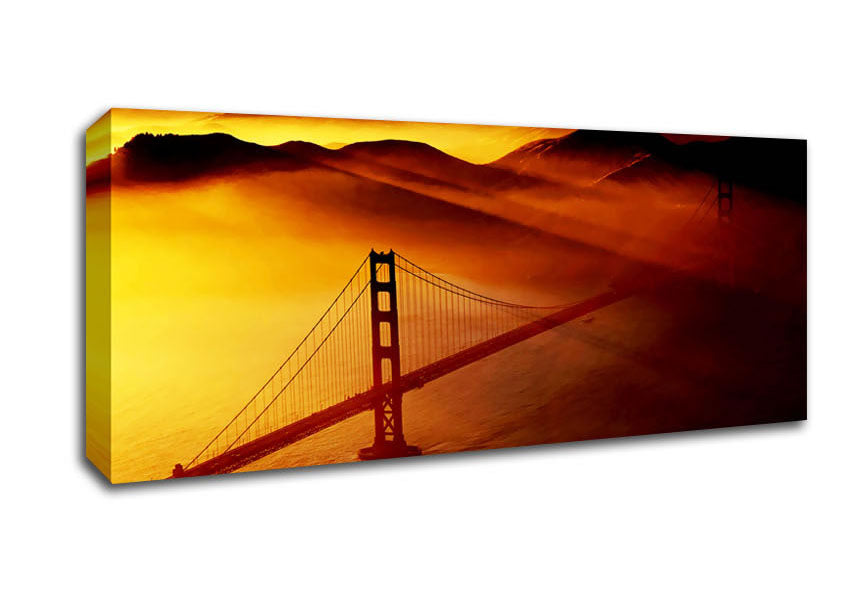 Picture of Goldon Gate Bridge Sunshine Mist Morning Panoramic Canvas Wall Art