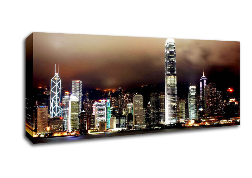 Picture of Hong Kong Harbour Brown Panoramic Canvas Wall Art