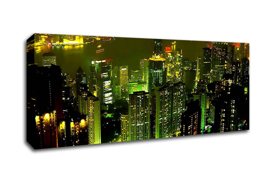 Picture of Hong Kong Bay Green Panoramic Canvas Wall Art
